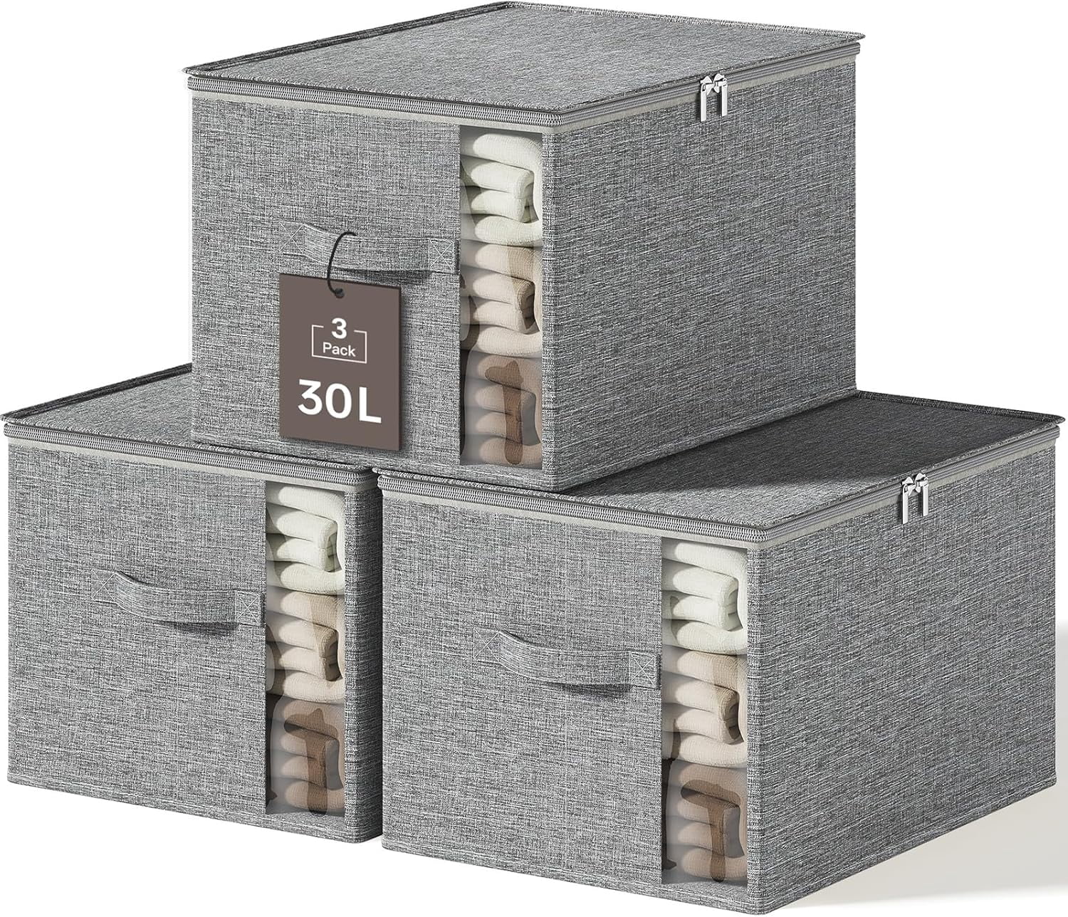 Clothes Storage Bins with Sturdy Frames, Foldable Fabric Clothing ...
