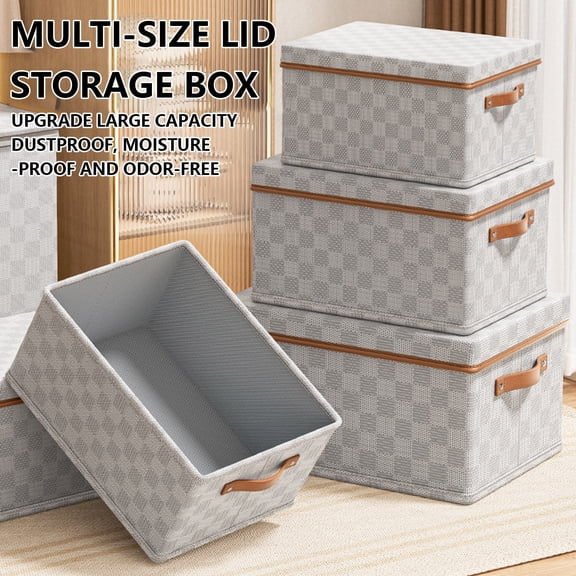 Clothes Storage Box Non-woven Fabric Checkerboard Pattern And Earth Cover Clothes Storage Box Home Organizing Box Basket Toy Storage Box