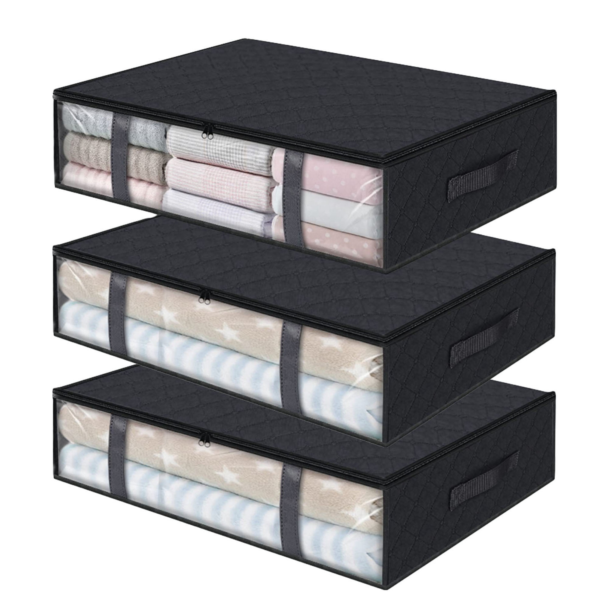 Clothes Storage Box, Under Bed Storage Containers with Durable Handle