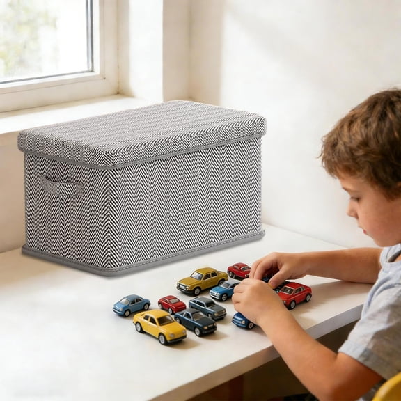 Clothes Storage Box with Lid, Wardrobe Organizer Bins for Sweaters, Stackable Storage Containers for Closet, Foldable Fabric Cubes for Shelves, Large