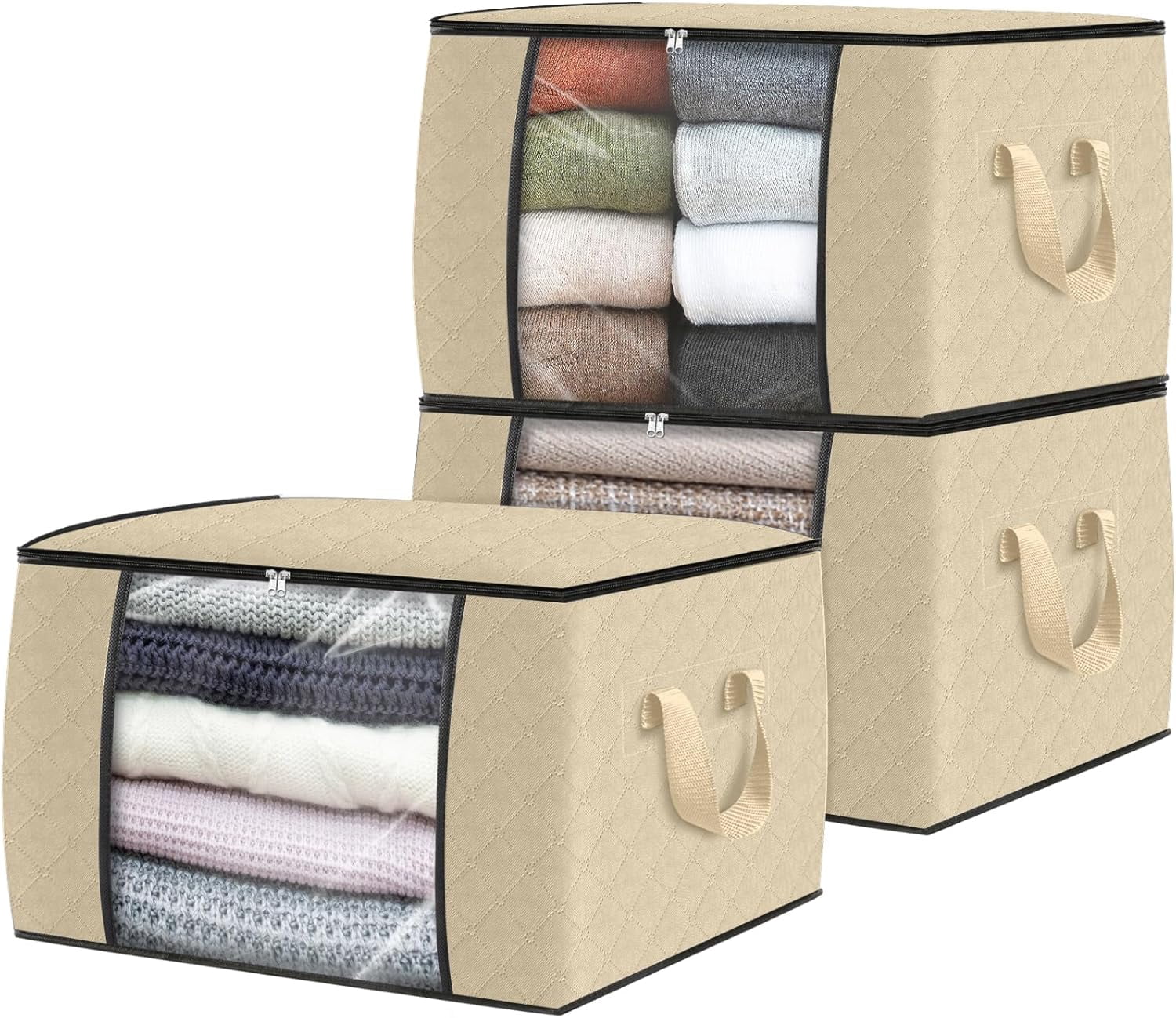 Clothes Storage, Foldable Thick Fabric Blanket Storage Bags, Containers ...