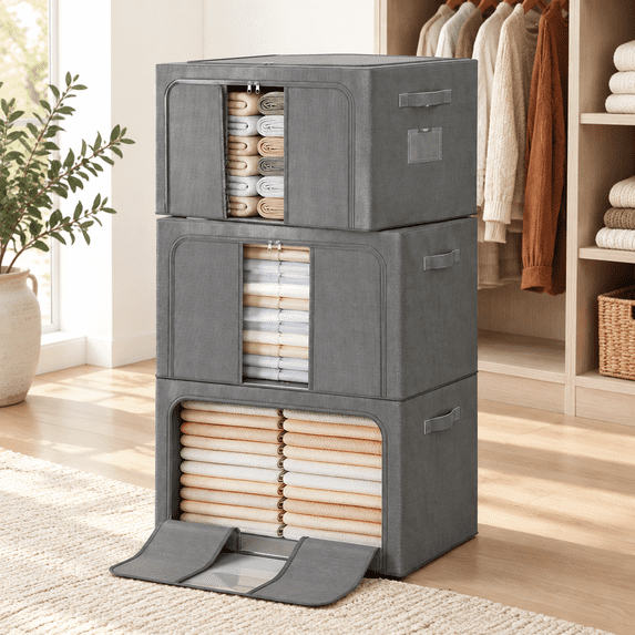 Clothes Storbwith Metal Frame Foldable Organizers Containers For Sheets ...