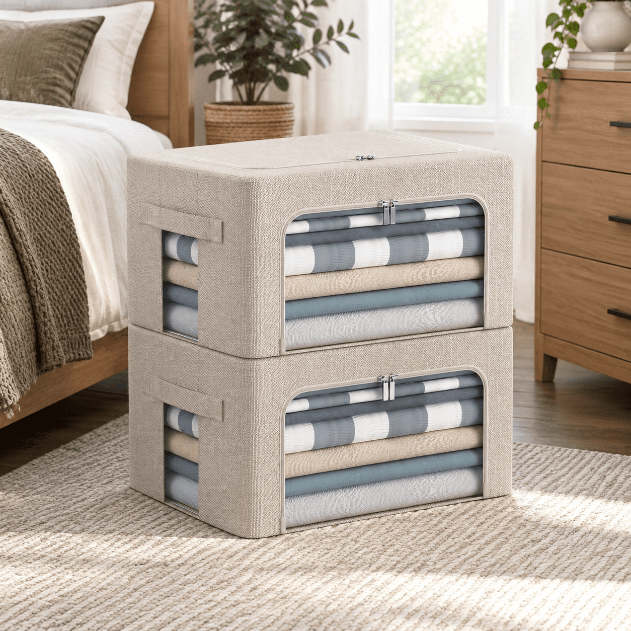 Clothes Storbwith Metal Frame r Windows 22l Beige 2-pack - Walmart.com