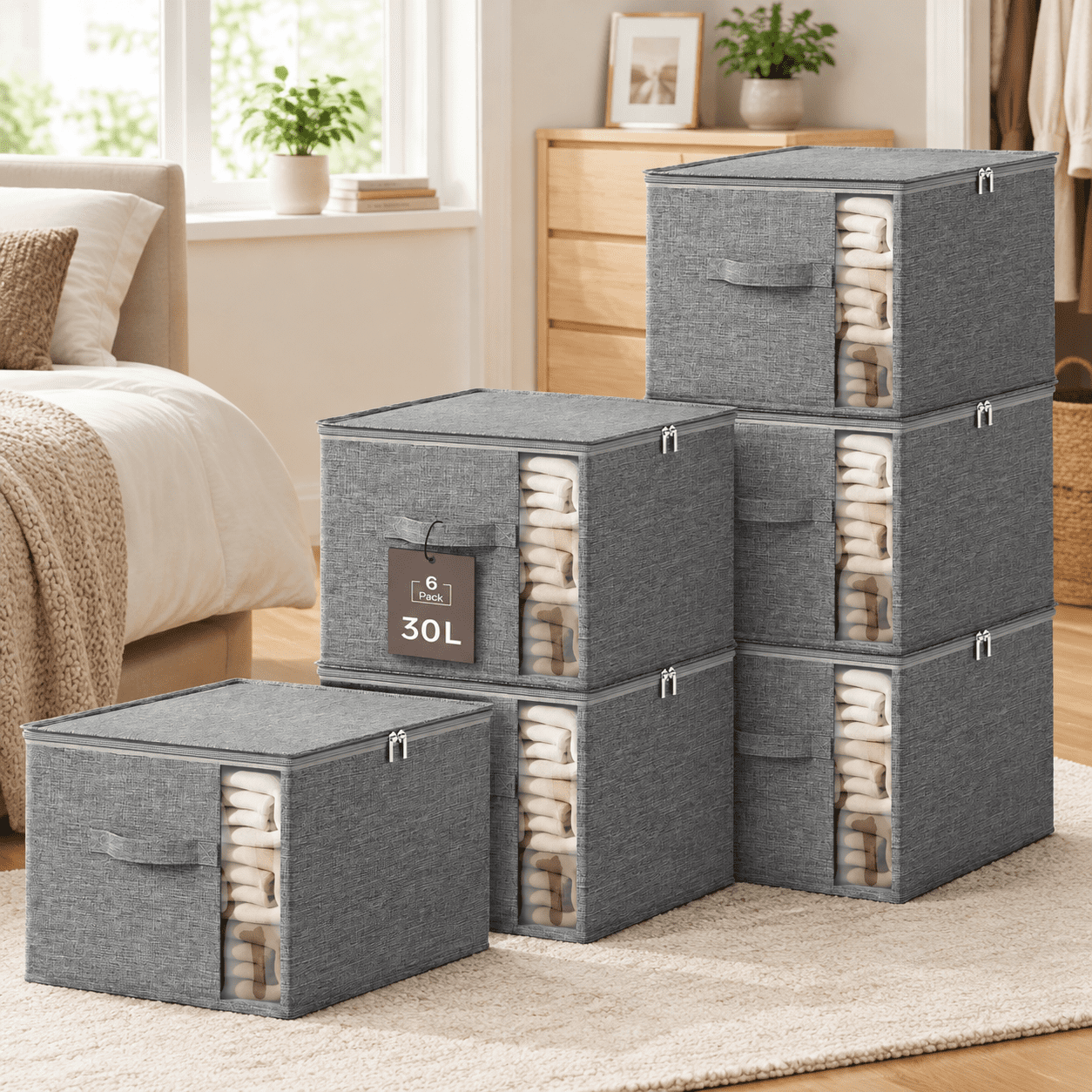 Clothes Storbwith Sturdy Frames Foldable Fabric Clothing Organizer Box ...