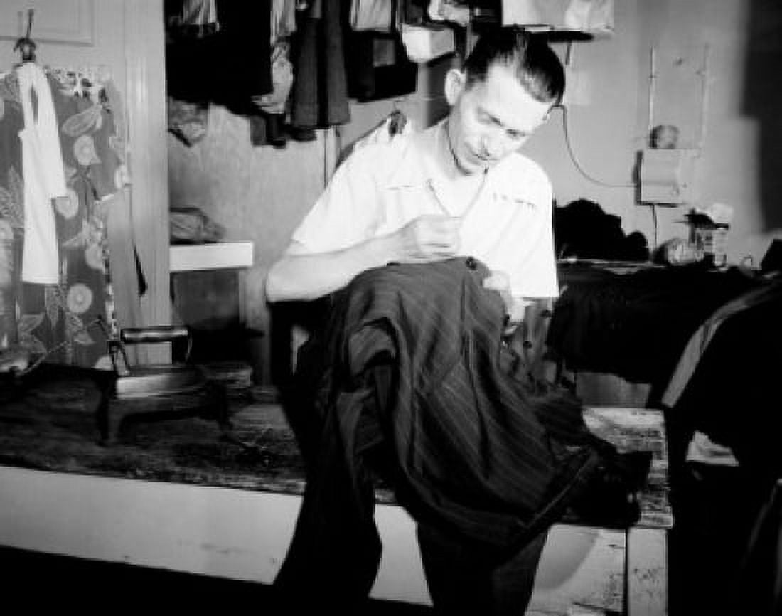 Clothes Tailor at work front view Canvas Art - (24 x 36)