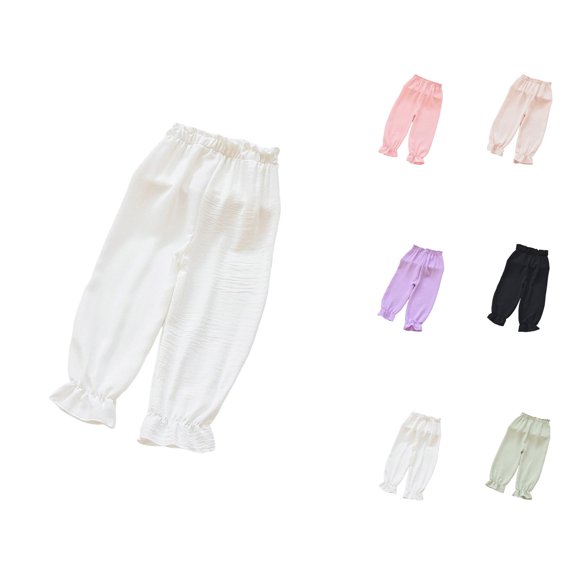 Clothes for Teen Girls Girl Pants Girls Summer Pants Toddler Casual Wide Leg Loose Fit Breathable Lightweight Comfortable Beach School Party Outfit Basic Solid Color