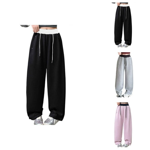 Clothes for Teen Girls Solid Color Sweatpants Girls Casual Pants Spring Arrival Stylish Loose Straight Leg Sweatpants For Kids Comfortable Elastic Waist Daily Wear Outfit