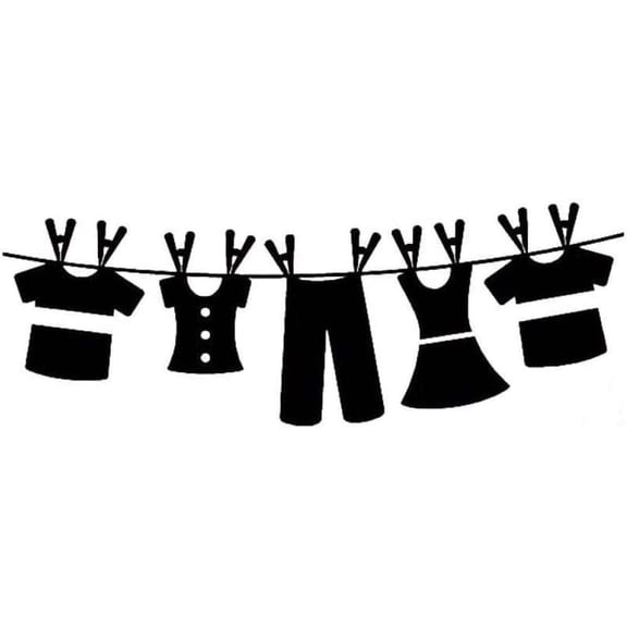 Clothes Wall Decal Laundry Stickers Removable Wall Stickers Laundry Room Decoration Wallpaper 56Cm*21Cm
