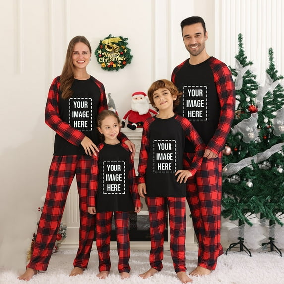 Clothes for Women Sale Outfits Christmas Matching Pjs for Family Red and Black Plaid Pajama Pants Christmas Matching Pajamas Family Set 2 Piece Long Sleeve Sets for Women