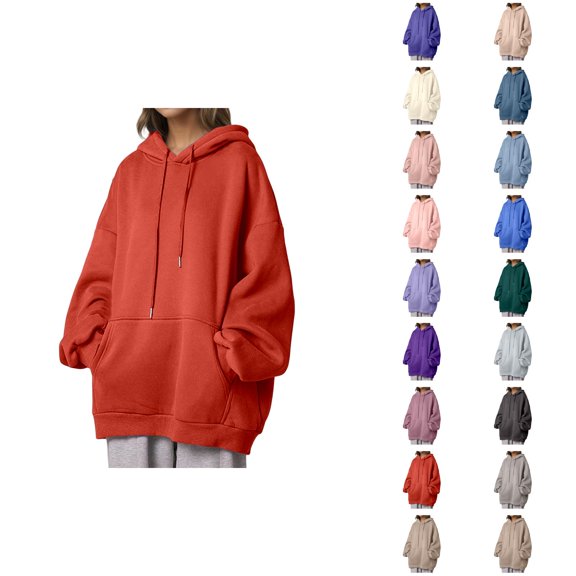 Clothes for Women Women's Solid Color Sweatshirt Women's Hoodies & Sweatshirts Comfortable Thickened Pullover Hoodie With Pockets For Everyday Wear Korean Style Warm Seat Top For Ladies