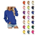 thumbnail image 1 of Clothes for Women Women's Solid Sweatshirt Women's V Neck Pullover Sweatshirt Soft Long Sleeve Casual Tops For Daily Wear And Sports Comfortable Loose Fit Winter Clothing With Pockets, 1 of 5
