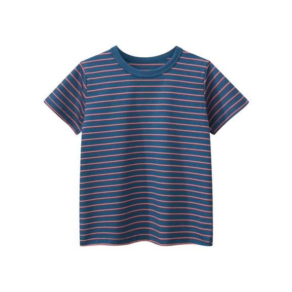Clothes for Boys Fashion Striped Short Sleeve Crewneck Casual Pullover Tops Boys Shirts Size 2-10