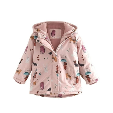 Clothes for Girls 3-14 Years Sherpa Fleece Lined Winter Jacket Hooded Windbreaker Thick Warm Heavyweight Kids Coats (13 Years, Pink)