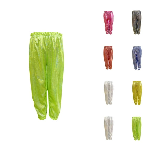 Clothes for Girls Pant for Girls Kids Girls Boys Sparkly Metallic Harem Dance Pants Loose Fit For Modern Hop Street Dancewear