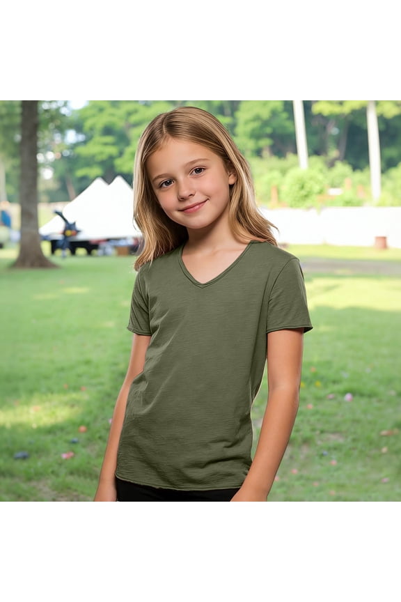 Clothes for Girls Short Sleeve Tops Loose Soft Army Green Summer Tops for Girls Boys Clothes 15-16 Years
