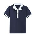 thumbnail image 1 of Clothes for Kids School Turndown Collar Pullover Tops Fahion Striped Short Sleeve Uniform Shirts for Boys Size 2-15, 1 of 5
