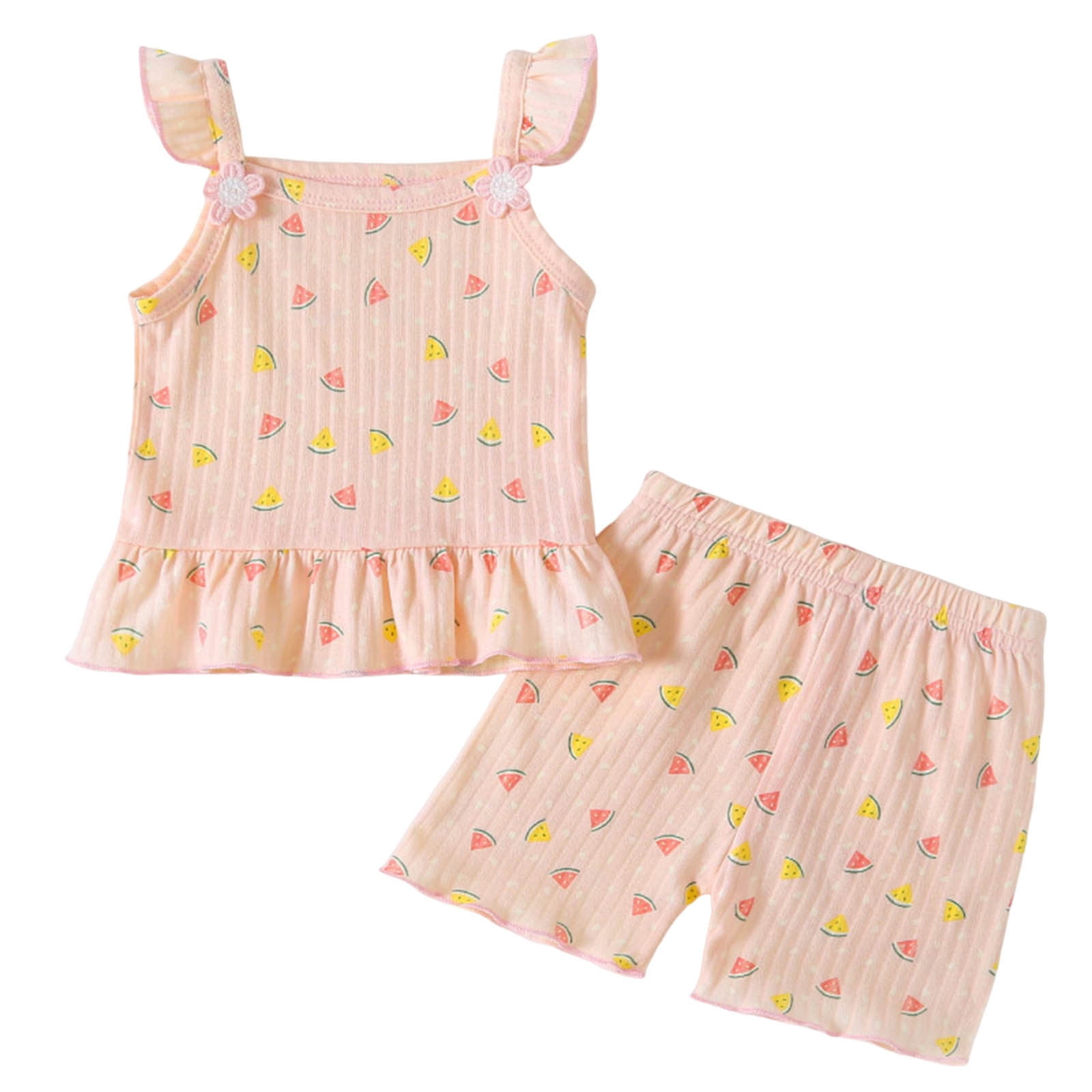 Clothes for Kids Spring Summer Ribbed Cotton Less Vest Shorts Casual ...