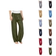 thumbnail image 1 of Clothes for Teen Girls Girl Pants Teen Girls Casual Linen Pants Lightweight Summer Loose Fit Elastic Waist Plus Size Solid Long Trousers, 1 of 7
