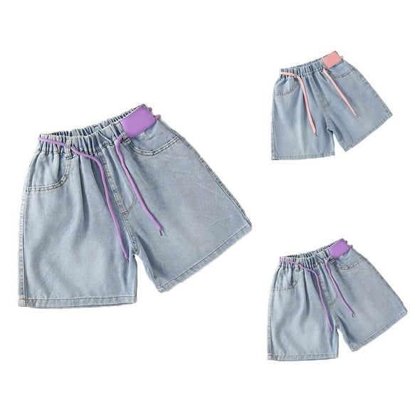Clothes for Teen Girls Pants for Girls Girls Denim Shorts With Elastic Waist Summer Short Ripped Jeans With Pockets Children's Shorts