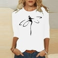 thumbnail image 1 of Clothes for Women Women's Dragonflies Graphic T-Shirt 3/4 Sleeves Blouse Crew Neck Casual Tops Clothes Summer, 1 of 4