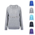 thumbnail image 1 of Clothes for Women Women's Solid Sweatshirt Women'S Autumn And Winter Loose Pet Hooded Pullover Cat Dog Large Pouch Carriers Pullover Sweatshirt, 1 of 4