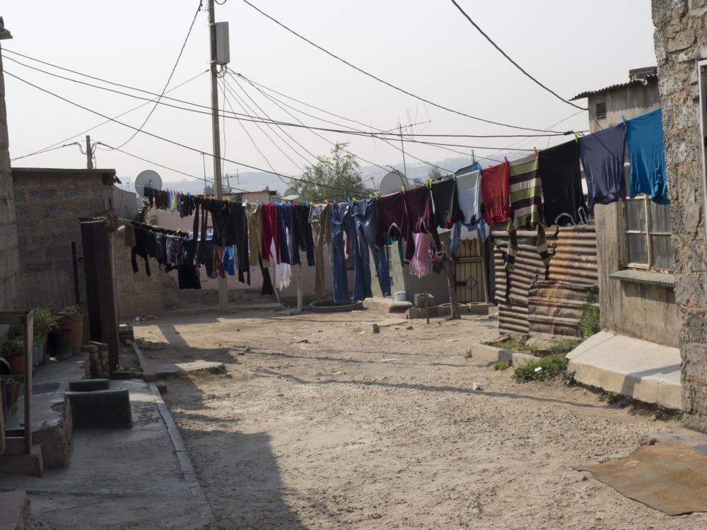 Clothes hanging outside houses Alexandra Johannesburg Gauteng Province South Africa Canvas Art - Panoramic Images (12 x 16)