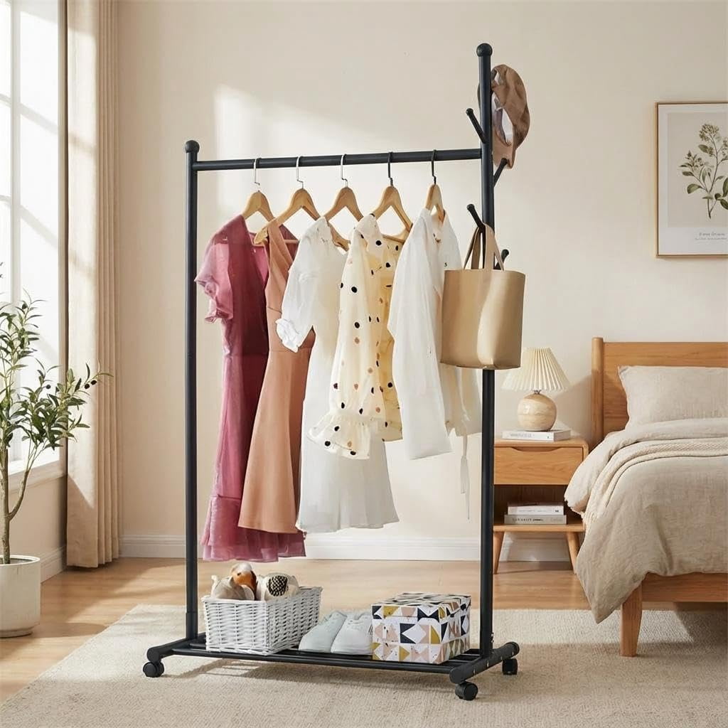 Clothes rack on wheels, sturdy wardrobe rack with a load capacity of up ...