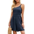 thumbnail image 1 of LEBONYARD Women's Shorts for a Cool and Comfortable Summer Day,Women's Fashion Solid Shoulder Strap Sleeveless Jumpsuit Shorts Pants, 1 of 9