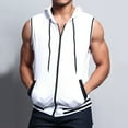 thumbnail image 1 of GaThRRgYP Plus Size Vest for Men,Men's Movement Leisure Fashion Pocket Zipper Hooded Vest Sleeveless Coat, 1 of 6