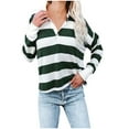 thumbnail image 1 of Clothes under $5 asdoklhq Womens Plus Size Tops Clearance,Women Classic Long Sleeves Striped Print Lapel Button Long Sleeve Top T-shirt, 1 of 5