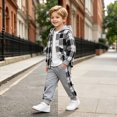 thumbnail image 1 of ClothesFuns Boys 2 Pieces Sweatsuit Flannel Plaid Shirt Tops Hoodies Cargo Sweat Pants Clothing Set Boys Fashion, 1 of 9