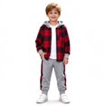 thumbnail image 1 of ClothesFuns Boys Cargo Pants Sets 2 Piece Plaid Long Sleeve Button Shirt and Jogger Pants with Pockets Fall Outfits for Kids Boys Clothes, 1 of 9