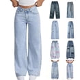 thumbnail image 1 of ClothesFuns Girl's Baggy Cargo Jeans High Waisted Straight Leg Denim Pants with Pockets, 1 of 9