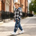 thumbnail image 1 of ClothesFuns Toddler Boy Fall Outfits 2 Piece Set Plaid Long Sleeve Hooded Button Shirt and Jogger Pants Kids Clothes Boys Fashion, 1 of 9