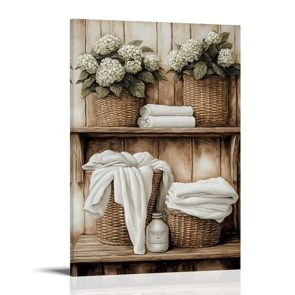 Clothesline Painting Vertical Laundry Wall Art (2)Warm Home Decor Framed Wall Art Poster Decorative Painting Canvas Art Posters for Room Aesthetic