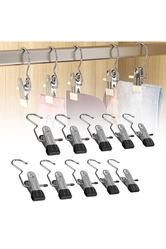 Clothespin Hat Pants Storage Hanging Travel Hook, 360° Rotating Stainless Steel Metal Hanging Hook Clips, Hanger Clips Towel Clips Boot Hangers for Closet