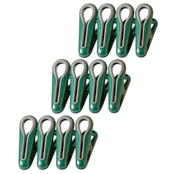 Clothespins Plastic Clips, Heavy Duty Clothes Pegs, Multifunctional Windproof Small Clothespin Clips for Household Laundry, Rubber Coated Non-Marking Durable Clips Set of 12