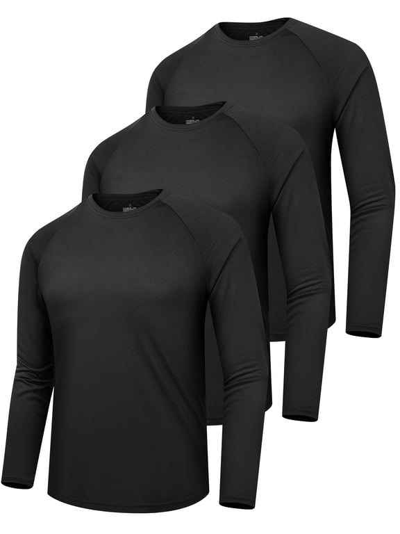 3 Pack Long Sleeve Shirts for Men/Mens Workout T-Shirts Moisture Wicking Lightweight