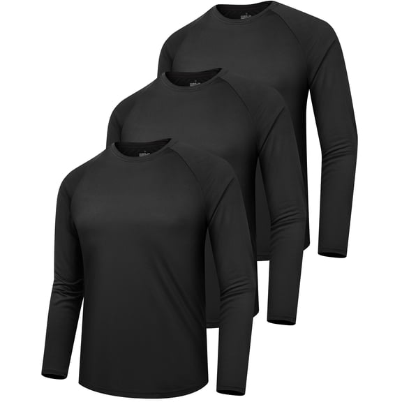 Clothin 3 Pack Long Sleeve Shirts for Men/Mens Workout T-Shirts Moisture Wicking Lightweight