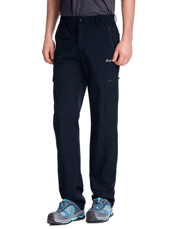 Men's Elastic-Waist Travel Pant Stretchy Lightweight Thin Multi-Pockets Quick Dry Breathable(Blue 3XL-30)