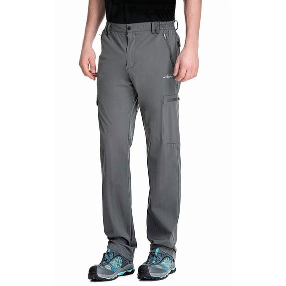 Clothin Men's Elastic-Waist Travel Pant Stretchy Lightweight Thin Multi-Pockets Quick Dry Breathable(Grey L-30)