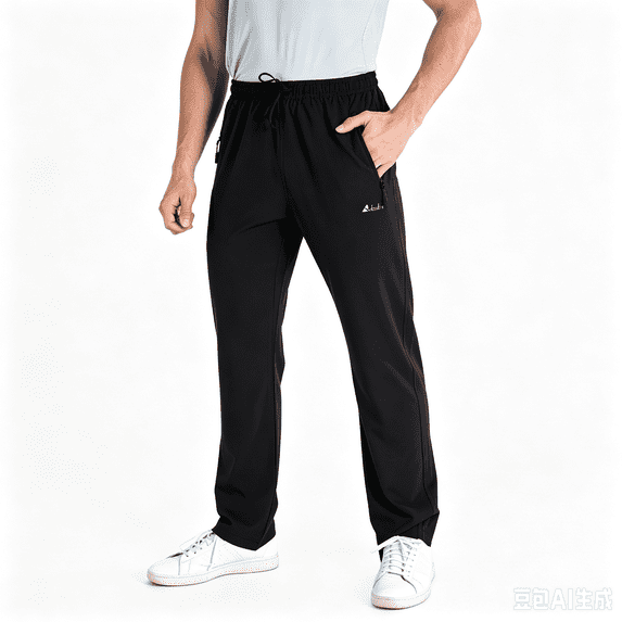 Clothin Men's Lightweight Quick Dry Stretch Pants for Workout and Travel,Black