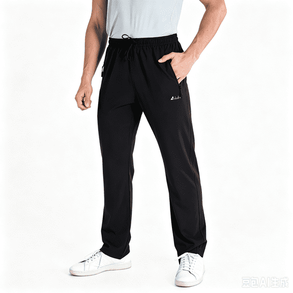 Clothin Men's Lightweight Quick Dry Stretch Pants for Workout and Travel,Black