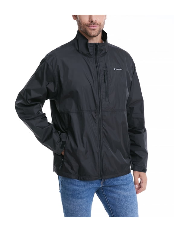 Mens Lightweight Thin Windbreaker Packable Jacket Water Resistant Black L