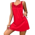 thumbnail image 1 of Clothing 2026 Sleeveless Plus Size Sleep Shirts Crew Neck Lace Nightgown Womens Pajamas Satin Fabric Bridal Relax Sleeping Wear, 1 of 4