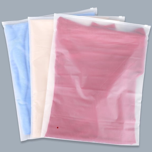 Clothing Bags, 25 Count 16x20 inch Extra Large Frosted Zipper Plastic Bags for Clothes, Sweater Dress, Jeans, Jacket, T Shirt Packaging Shipping, 3 Mil, with Vent Holes