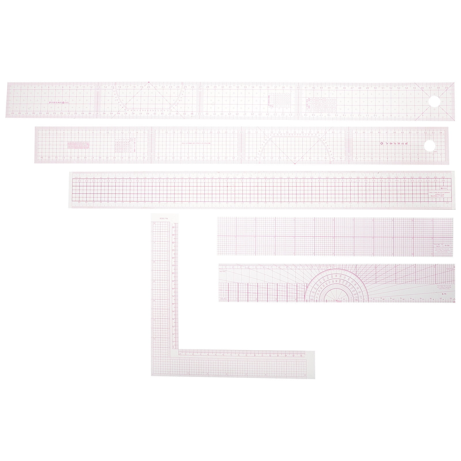 Clothing Cutting Ruler Accessories Sewing Rulers for Fabric 6 Pcs Piece ...