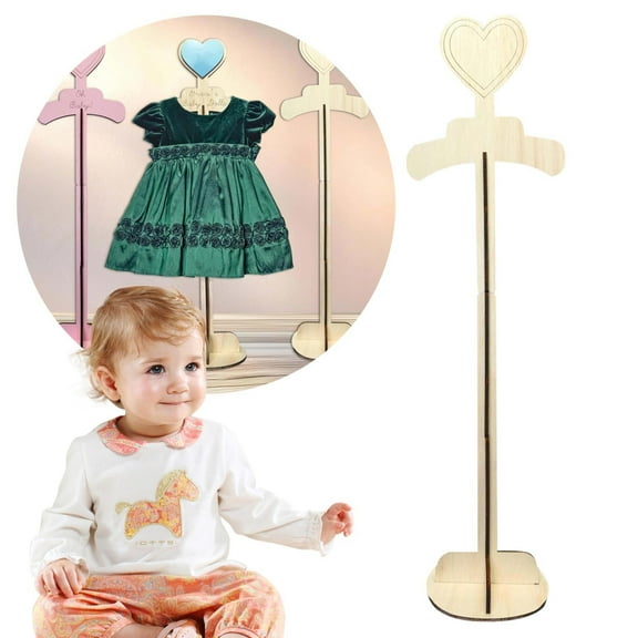 Clothing Display Stand,Love Clothing Display Stand,Heart Shaped Wooden Dress And Outfit Display Stand - Hand-Assembled Solid Wood Baby Clothing Decor Centerpiece(B)