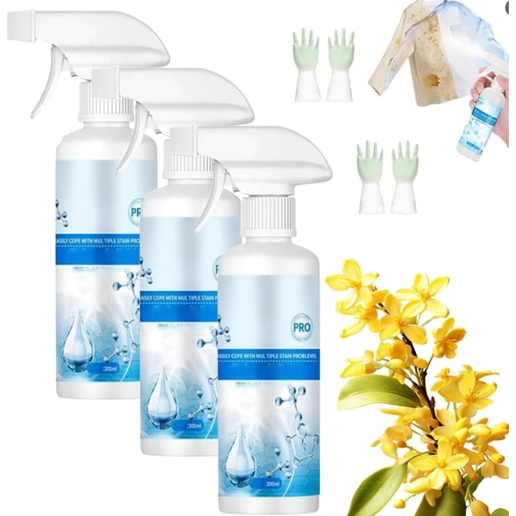 Clothing Emulsifier, Non-ionic Laundry Pre-Treatment - Your Go-To Laundry Cleaner, Powerful Laundry Stain Remover Spray for Grease/Oil/Food on Clothes & Shoes, No Damage Fabric Spot (3PC)