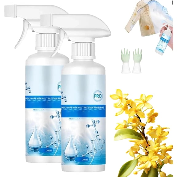 Clothing Emulsifier, Non-ionic Laundry Pre-Treatment - Your Go-To Laundry Cleaner, Powerful Laundry Stain Remover Spray for Grease/Oil/Food on Clothes & Shoes, No Damage Fabric Spot (2PC)